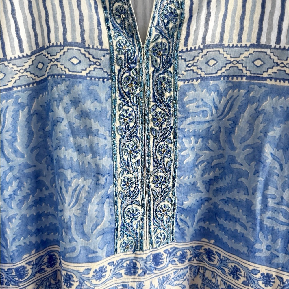 Bella tu blue white silver embroidered dress SZ XL - Picture 4 of 5